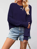 Crew Neck Dropped Shoulder Sweater