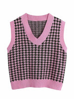 Houndstooth V-Neck Sweater Vest