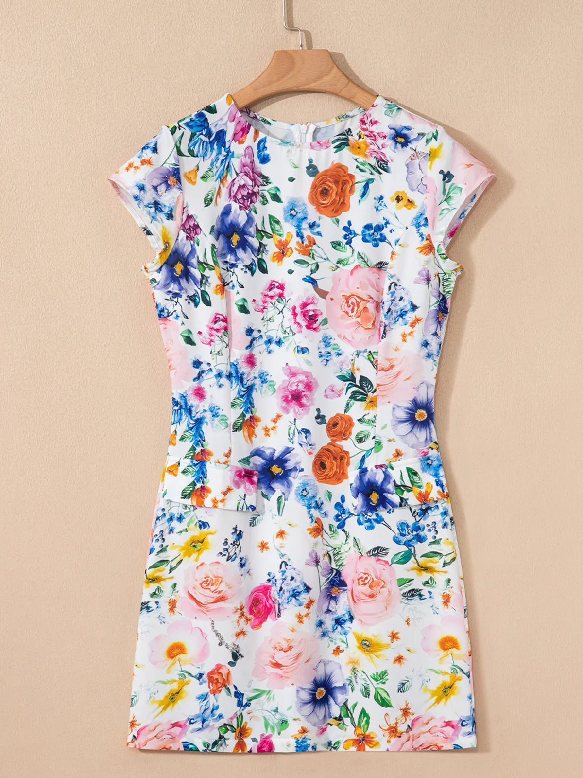 Floral Print Cap Sleeve Mini Dress