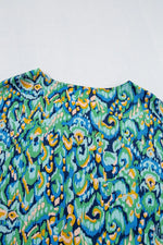 Abstract Print V Neck Half Sleeve Loose Fit Blouse