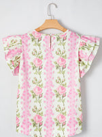Floral Print Ruffled Sleeve Blouse