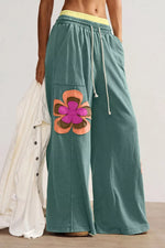 Floral Patchwork Wide Leg Pants