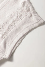 Ribbed Texture Lace Patchwork Short Sleeve Top