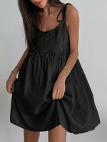 Tie-Shoulder Frill Mini Dress