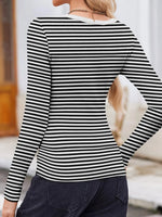 Striped Long Sleeve Scoop Neck T-Shirt