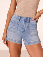 High-Waisted Pocketed Denim Shorts