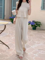 Ruffled Sleeveless Top and Wide Leg Pants Set