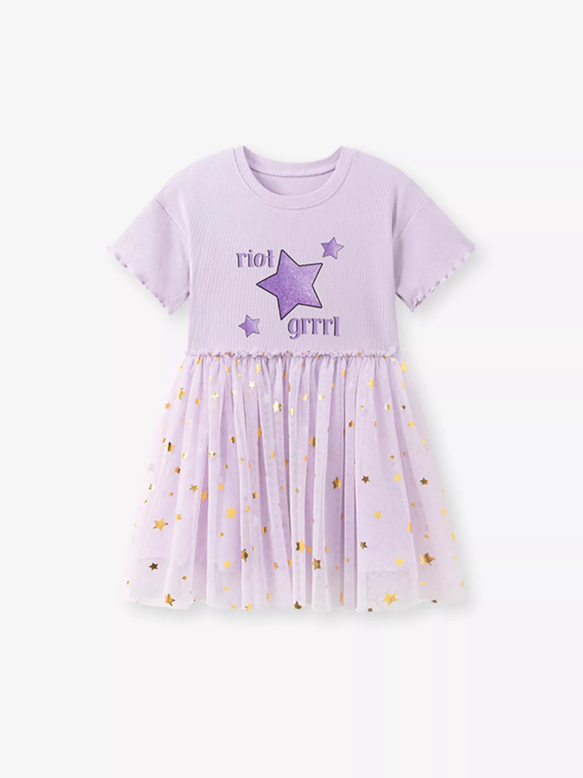Children' s Star Round Neck Tulle Dress