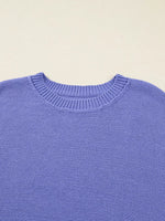 Plus Size Striped Trim Drop Shoulder Knit Loose Sweater