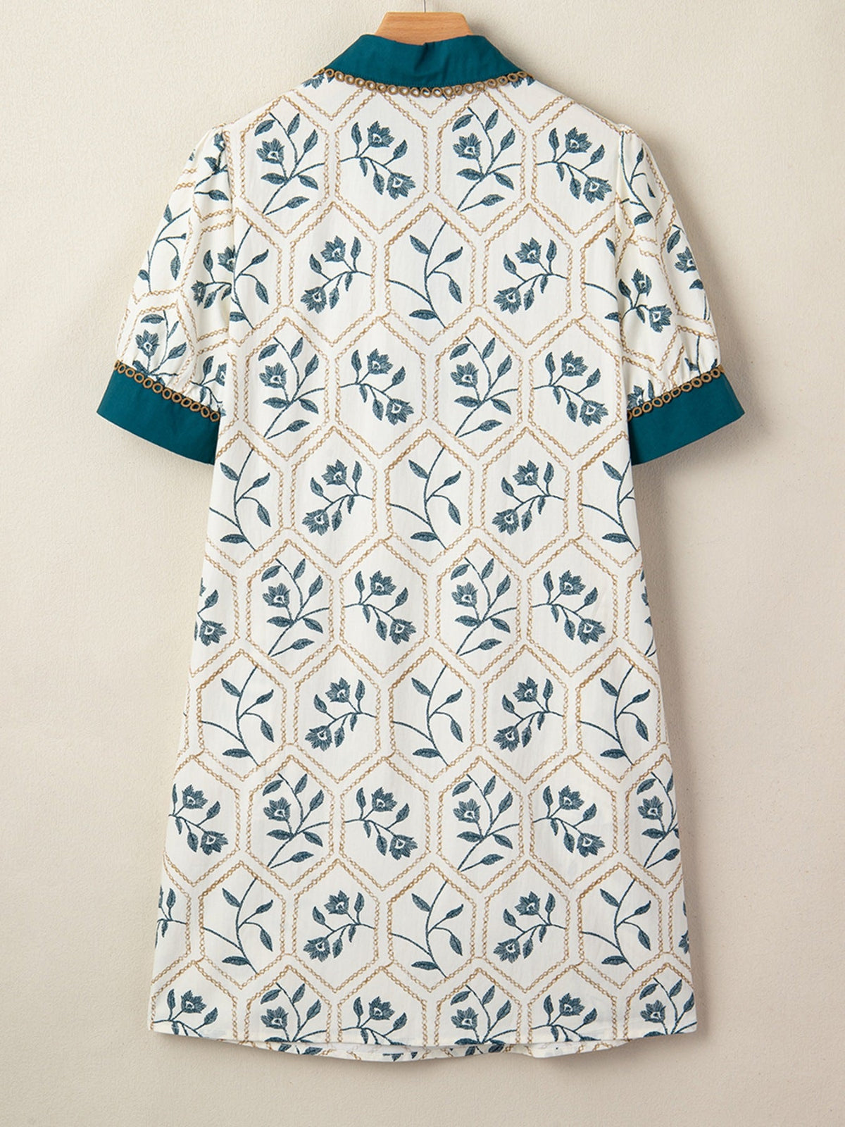 Floral Print Polo Collar Casual Mini Dress