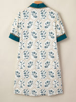 Floral Print Polo Collar Casual Mini Dress
