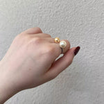 Double Pearl Open Ring