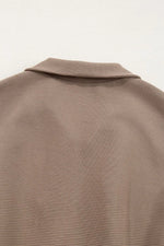 Textured Short Sleeve Half Zip Drawstring Waist Romper
