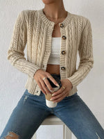 Cable Knit Button-Up Cardigan