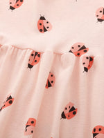 Children's Ladybug Print Ruffle Trim Casual Dress