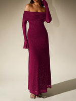Glitter Off-Shoulder Maxi Dress
