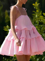 Ruffle Layered Tie Shoulder Cami Dress