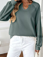 Notched Raglan Sleeve Sweatshirt