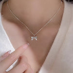 925 Sterling Silver Bow Necklace