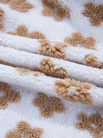 Flower Pattern Button Up Fleece Jacket
