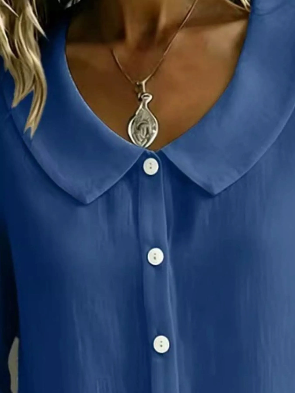 Full Size Peter Pan Collar Button-Down Shirt Plus Size