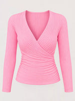 Full Size Ribbed Long Sleeve Slim Fit T-Shirt Plus Size