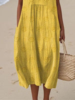 Full Size Round Neck Sleeveless Casual Midi Dress Plus Size