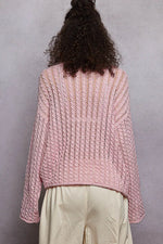 POL Openwork Round Neck Knit Top with Shiny Detail