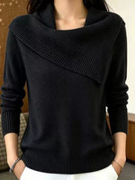 Full Size Asymmetric Ribbed Collar Sweater Plus Size