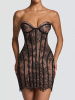 Lace Detail Tube Mini Dress