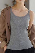 Lace Trim Scoop Neck Cami Top