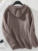 Cable Knit Open Front Hooded Cardigan