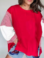 Striped Patchwork Sleeve Colorblock Sweatshirt