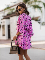 Layered Printed Surplice Mini Dress