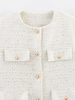 Tweed Button Up Cropped Outerwear