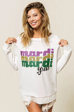 BiBi Mardi Gras Glitter Lettering Sweatshirt