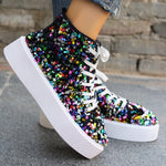 Sequin Round Toe Platform Sneakers