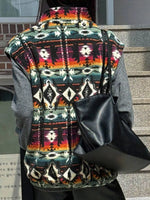 Geometric Fleece Vest Coat