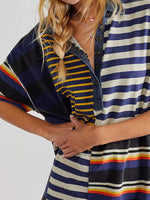 Striped Oversized Half Button Shirt Dress