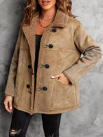 Faux Suede Sherpa Lined Toggle Coat