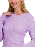 Zenana Ribbed Long Sleeve Round Neck T-Shirt