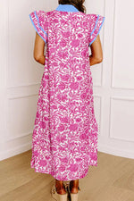 Floral Print Ruffle Cap Sleeve Dress