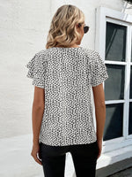Animal Print Ruffle Sleeve Blouse