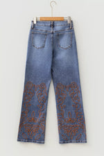 Embroidered Flare Leg Jeans