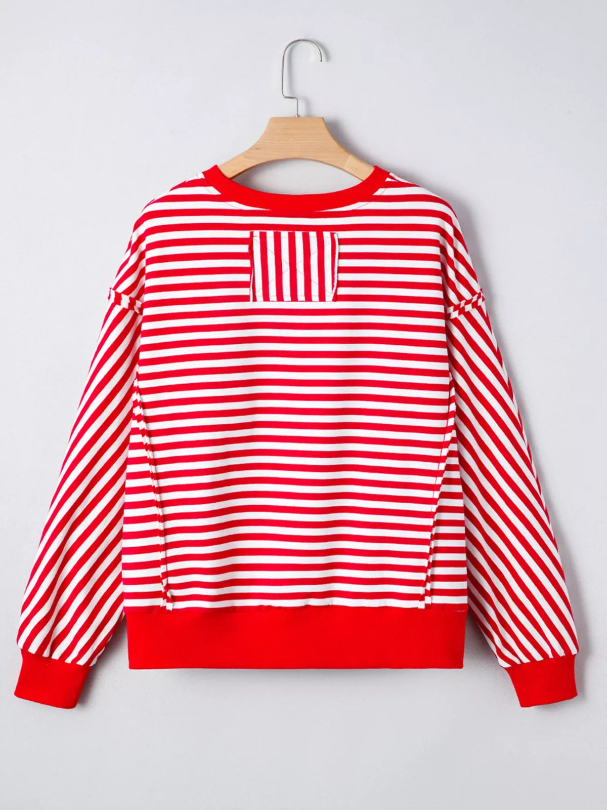 Stripe Exposed Seam Drop Shoulder Casual Top