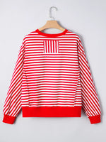 Stripe Exposed Seam Drop Shoulder Casual Top