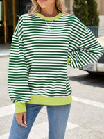 Striped Crew Neck Long Sleeve Sweatshirt