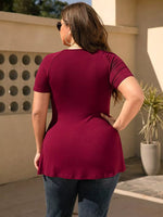 Plus Size Surplice Short Sleeve T-Shirt
