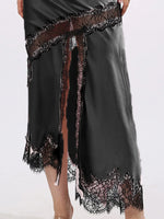 Lace Trim Asymmetrical Midi Skirt