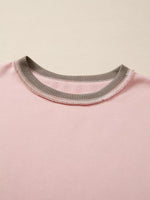 Color Block Mix Texture Waffle Patchwork Oversize Sweatshirt